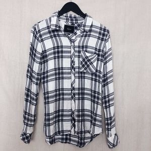 Rails Hunter Flannel Button Down Black White Plaid